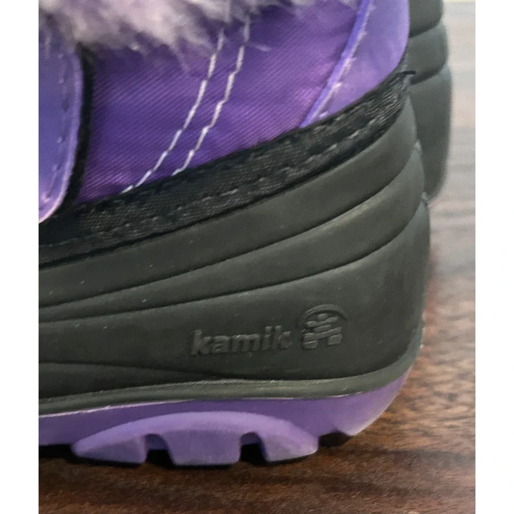 Kamik Toddler Girls Purple Black Faux Fur Trim Winter Snow Boots Sz. 7 Insulated